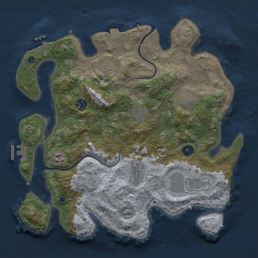 Rust Map: Procedural Map, Size: 3500, Seed: 2117747737, 13 Monuments