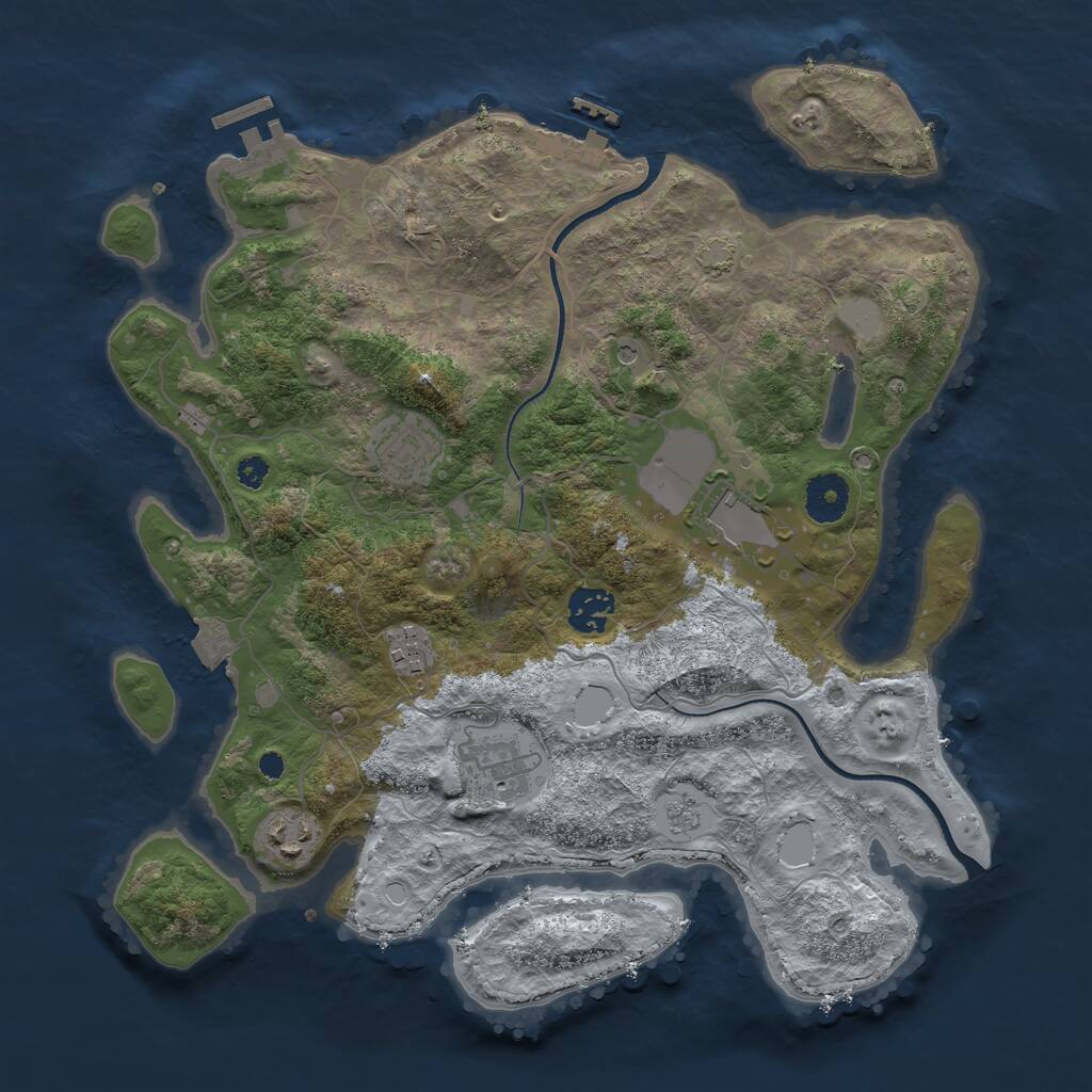 Rust Map: Procedural Map, Size: 3500, Seed: 1594404161, 12 Monuments