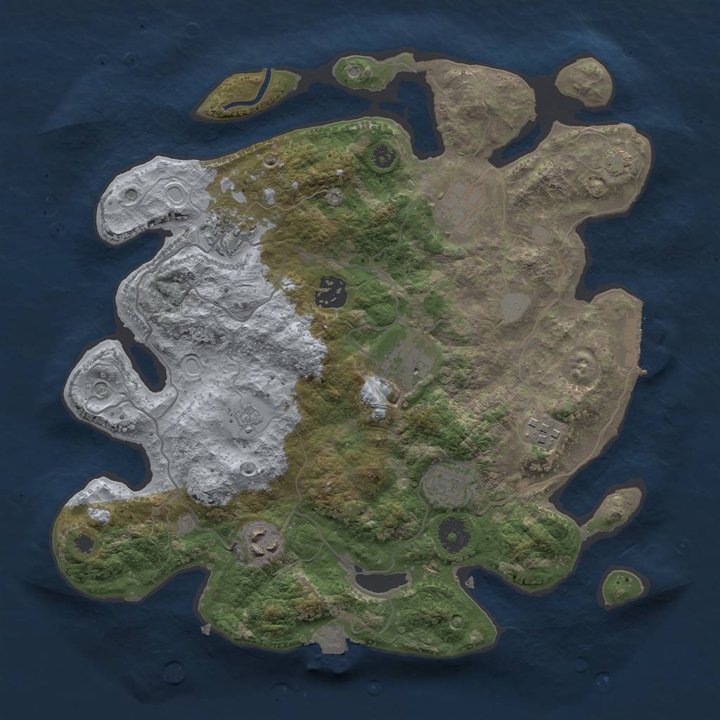 Rust Map: Procedural Map, Size: 3250, Seed: 1554681086, 14 Monuments