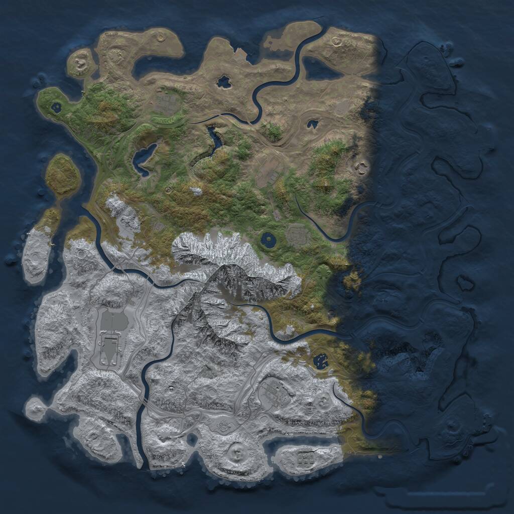 Rust Map: Procedural Map, Size: 5000, Seed: 533355355, 15 Monuments