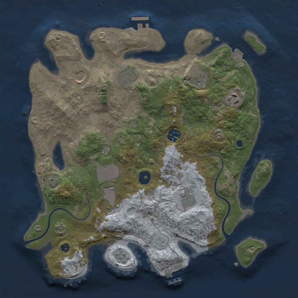 Rust Map: Procedural Map, Size: 3500, Seed: 1498193424, 14 Monuments