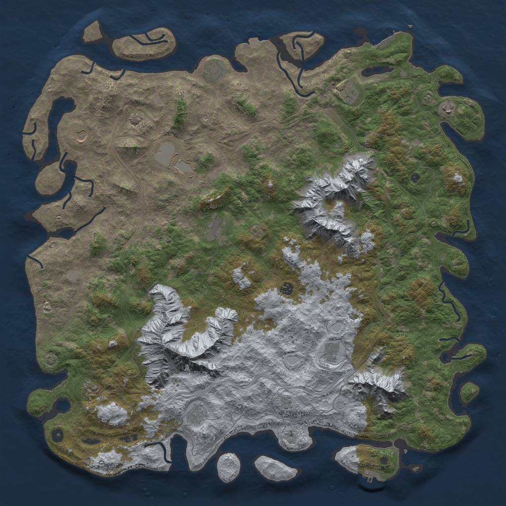 Rust Map: Procedural Map, Size: 6000, Seed: 1711280786, 19 Monuments