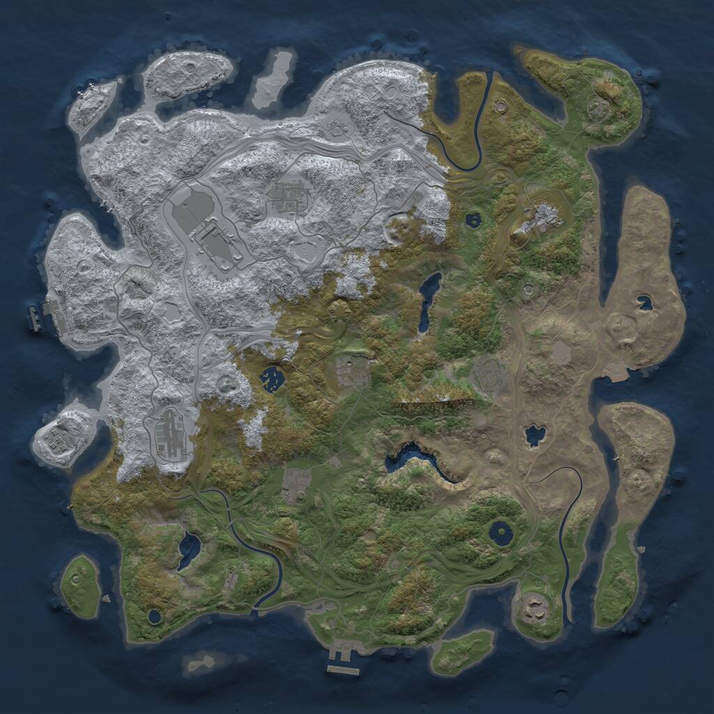 Rust Map: Procedural Map, Size: 4500, Seed: 1421652942, 16 Monuments