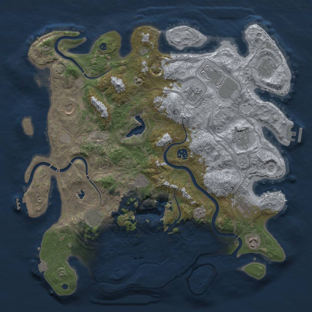 Rust Map: Procedural Map, Size: 4250, Seed: 12505, 17 Monuments