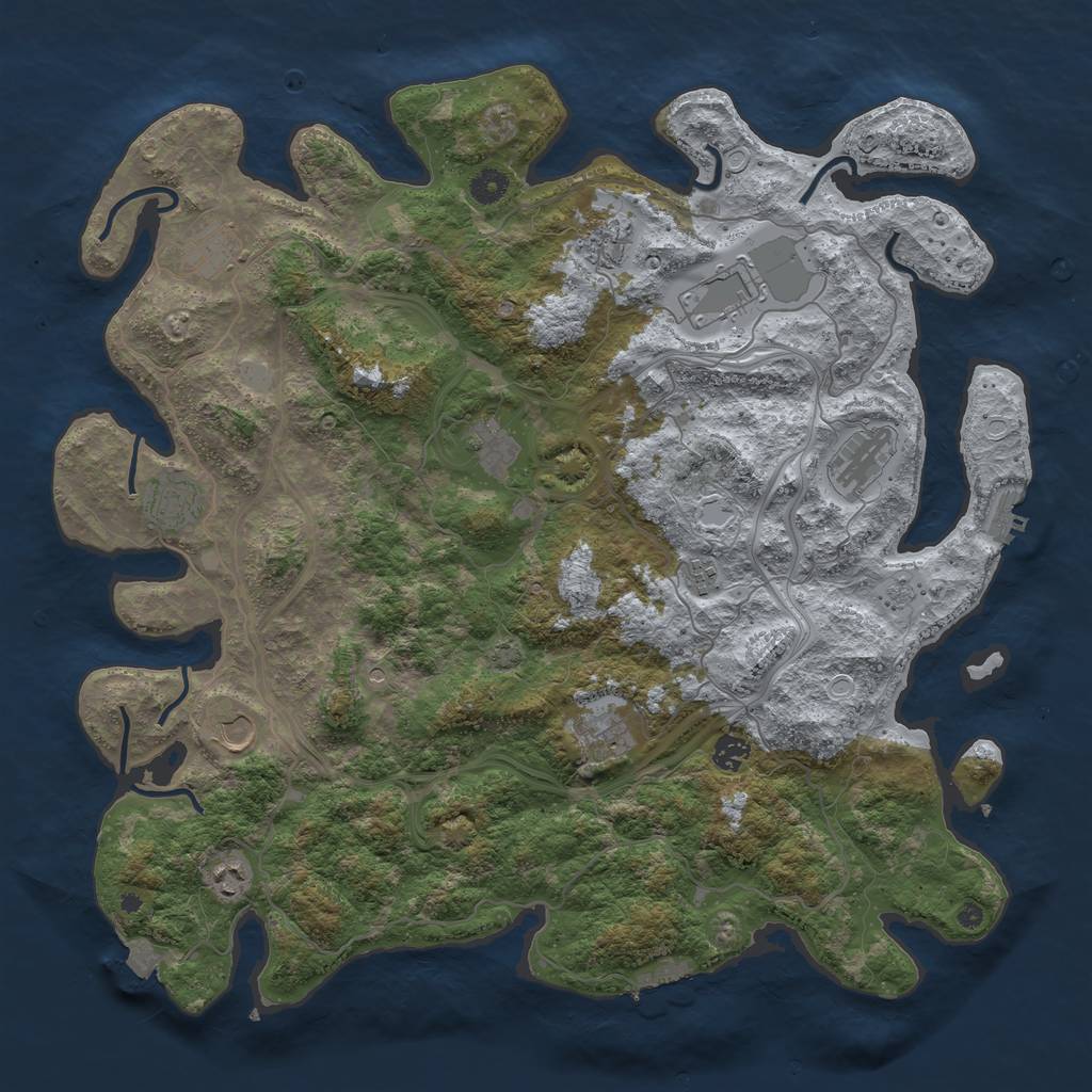 Rust Map: Procedural Map, Size: 4500, Seed: 929685683, 19 Monuments