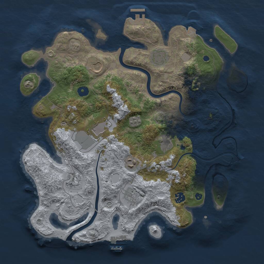 Rust Map: Procedural Map, Size: 3700, Seed: 1602520540, 15 Monuments