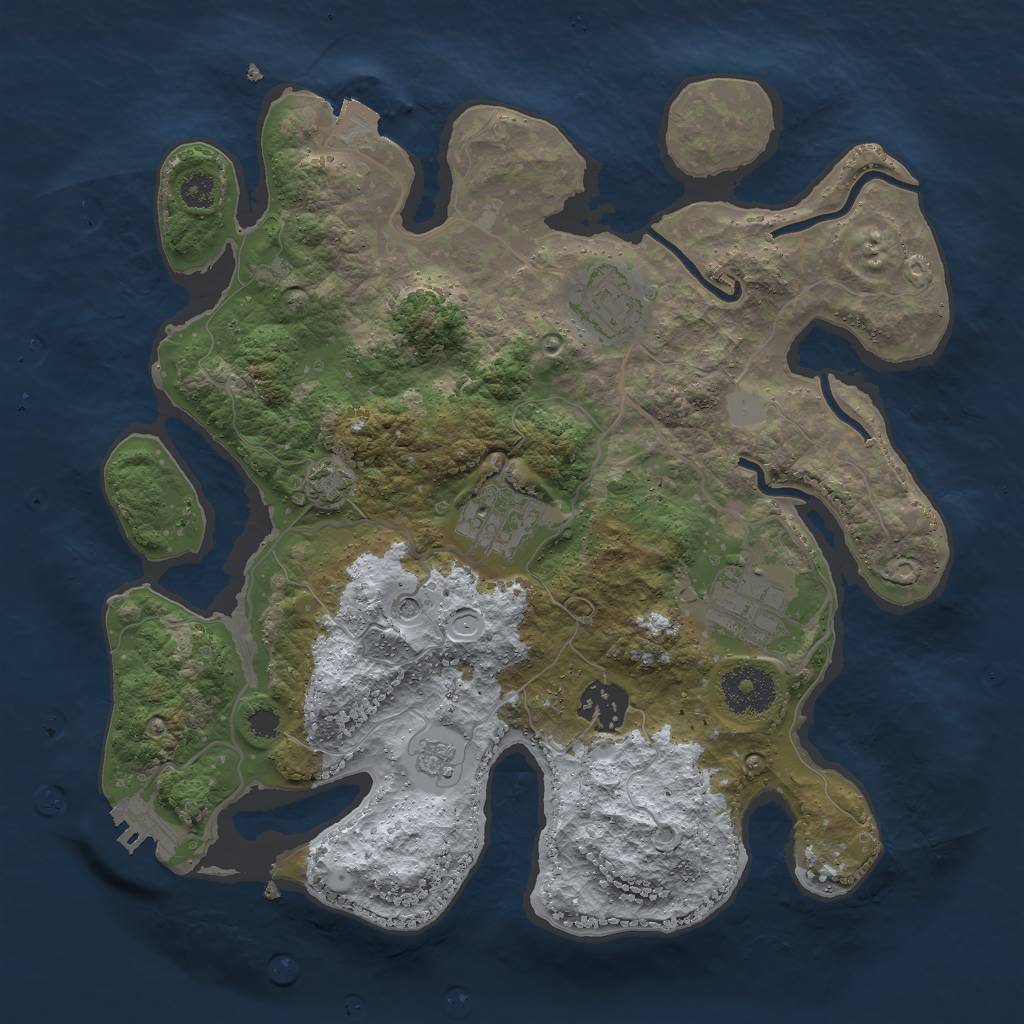 Rust Map: Procedural Map, Size: 3000, Seed: 2126289114, 11 Monuments