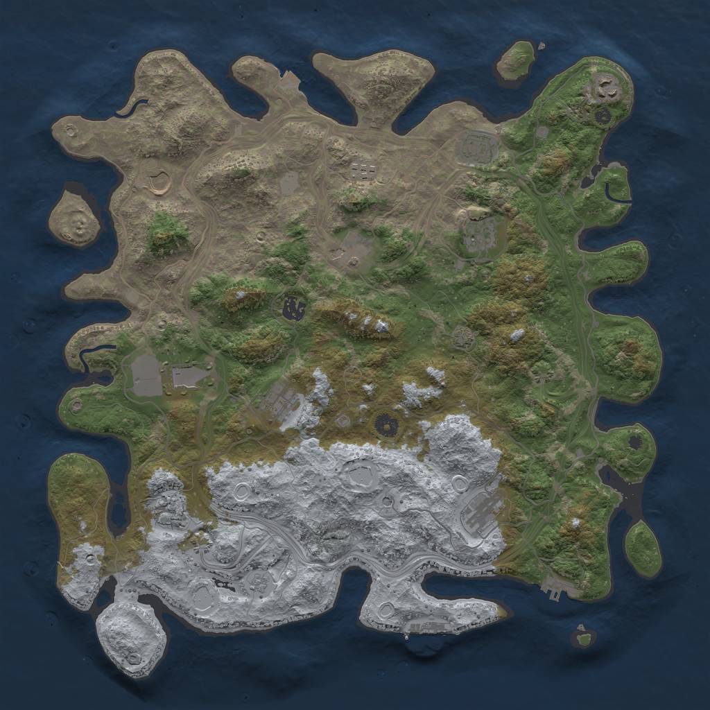 Rust Map: Procedural Map, Size: 4500, Seed: 142069, 19 Monuments