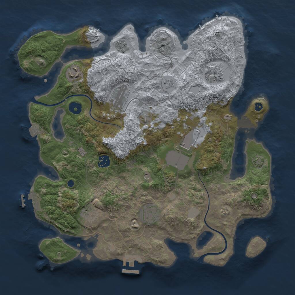 Rust Map: Procedural Map, Size: 3500, Seed: 2061651464, 14 Monuments
