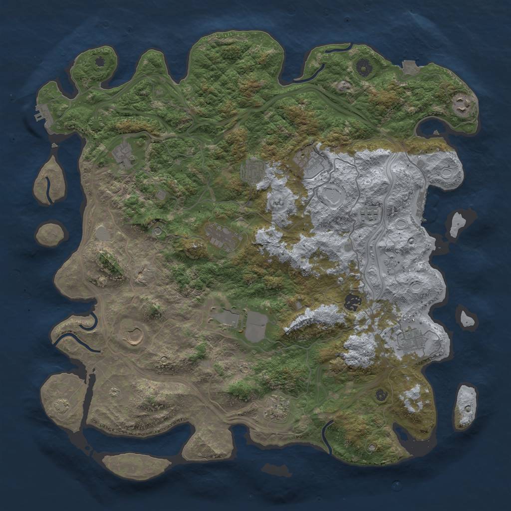 Rust Map: Procedural Map, Size: 4500, Seed: 4681304, 19 Monuments