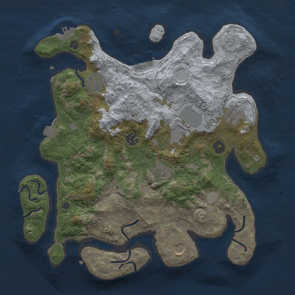 Rust Map: Procedural Map, Size: 3500, Seed: 1739000595, 14 Monuments