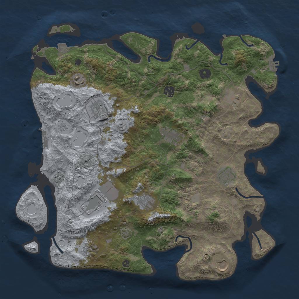 Rust Map: Procedural Map, Size: 4000, Seed: 1744686809, 19 Monuments