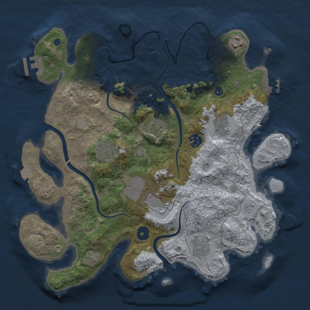 Rust Map: Procedural Map, Size: 3500, Seed: 450331943, 14 Monuments