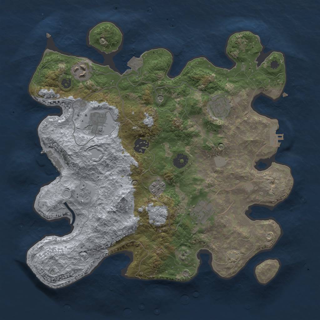 Rust Map: Procedural Map, Size: 3250, Seed: 1985895038, 14 Monuments