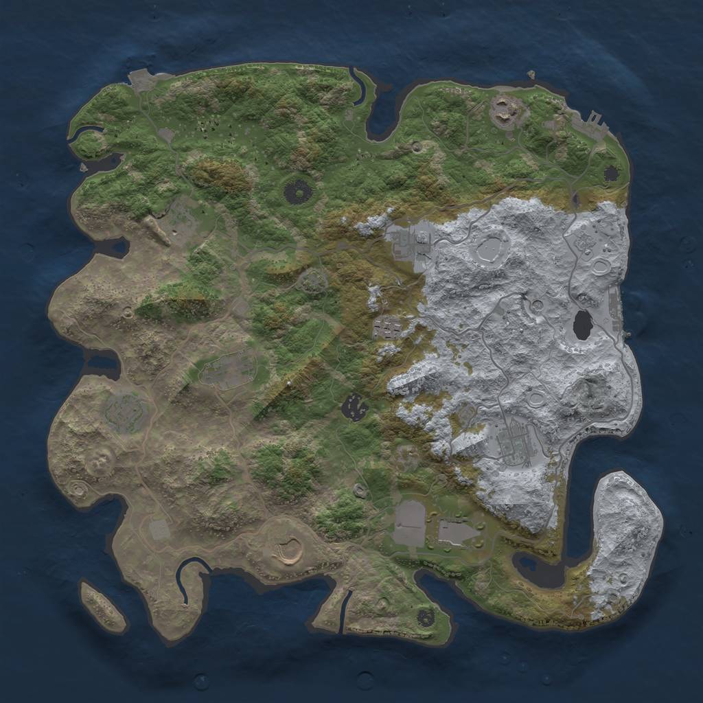 Rust Map: Procedural Map, Size: 4000, Seed: 884696628, 18 Monuments