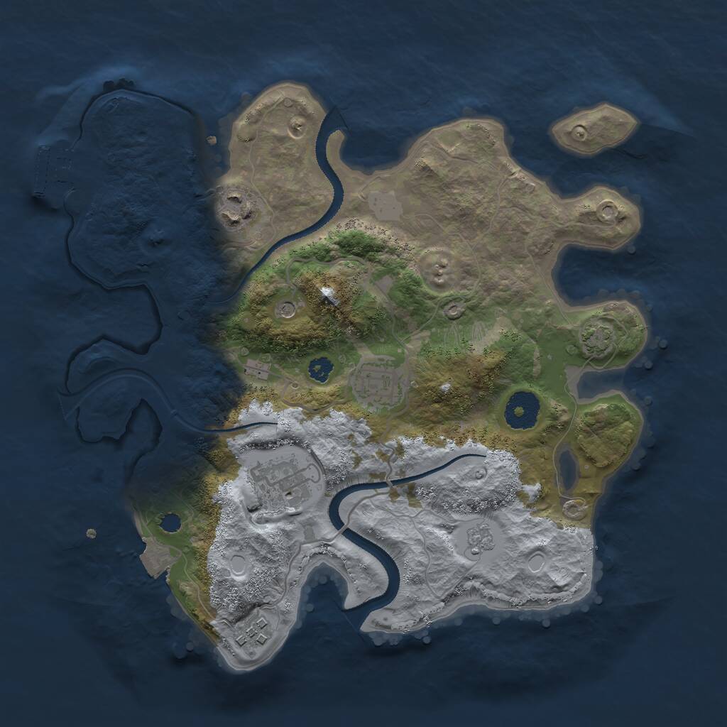 Rust Map: Procedural Map, Size: 3000, Seed: 1648559603, 9 Monuments