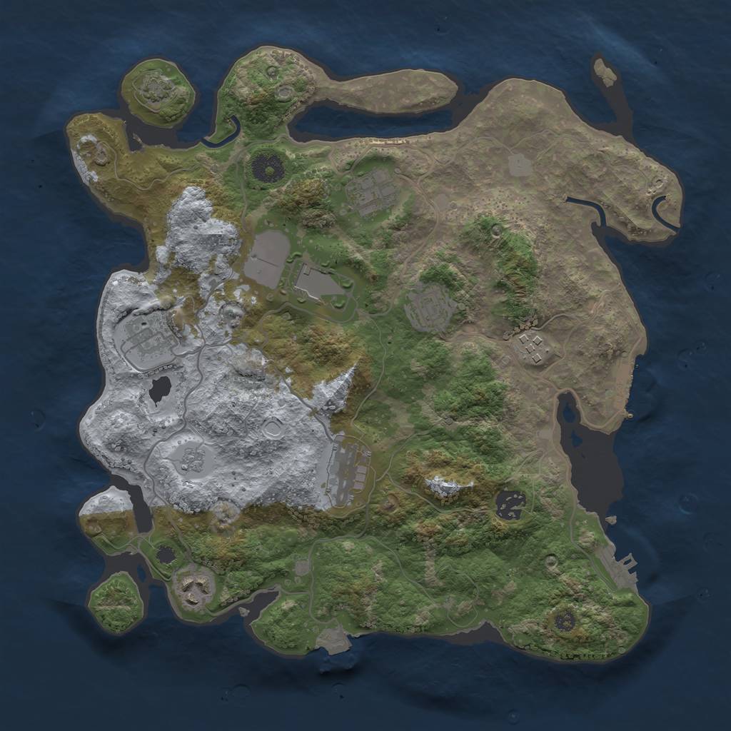 Rust Map: Procedural Map, Size: 3500, Seed: 994953418, 15 Monuments