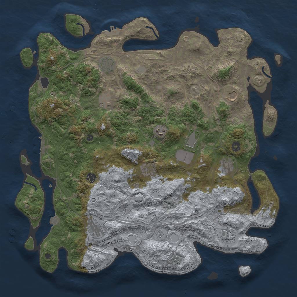 Rust Map: Procedural Map, Size: 4500, Seed: 3786746, 19 Monuments