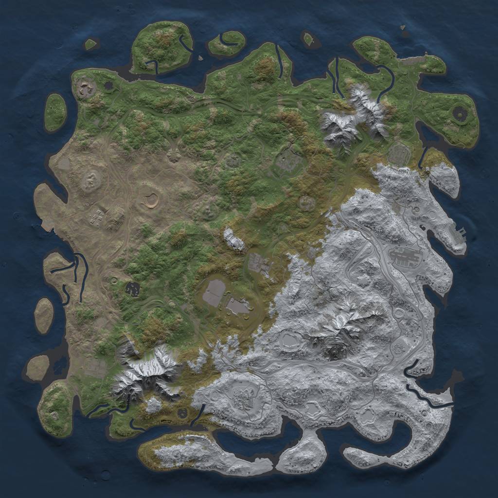 Rust Map: Procedural Map, Size: 5000, Seed: 1162355372, 19 Monuments