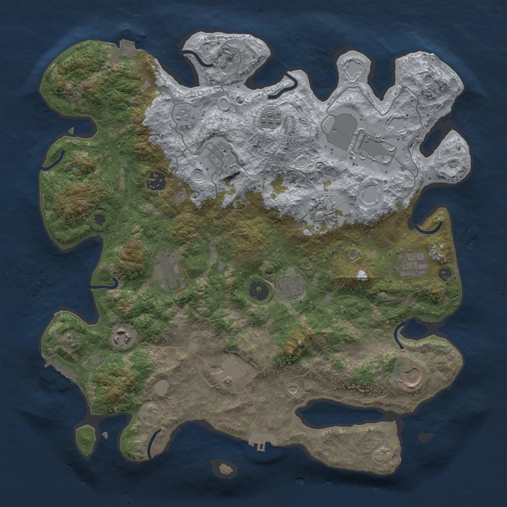 Rust Map: Procedural Map, Size: 3900, Seed: 350000, 19 Monuments