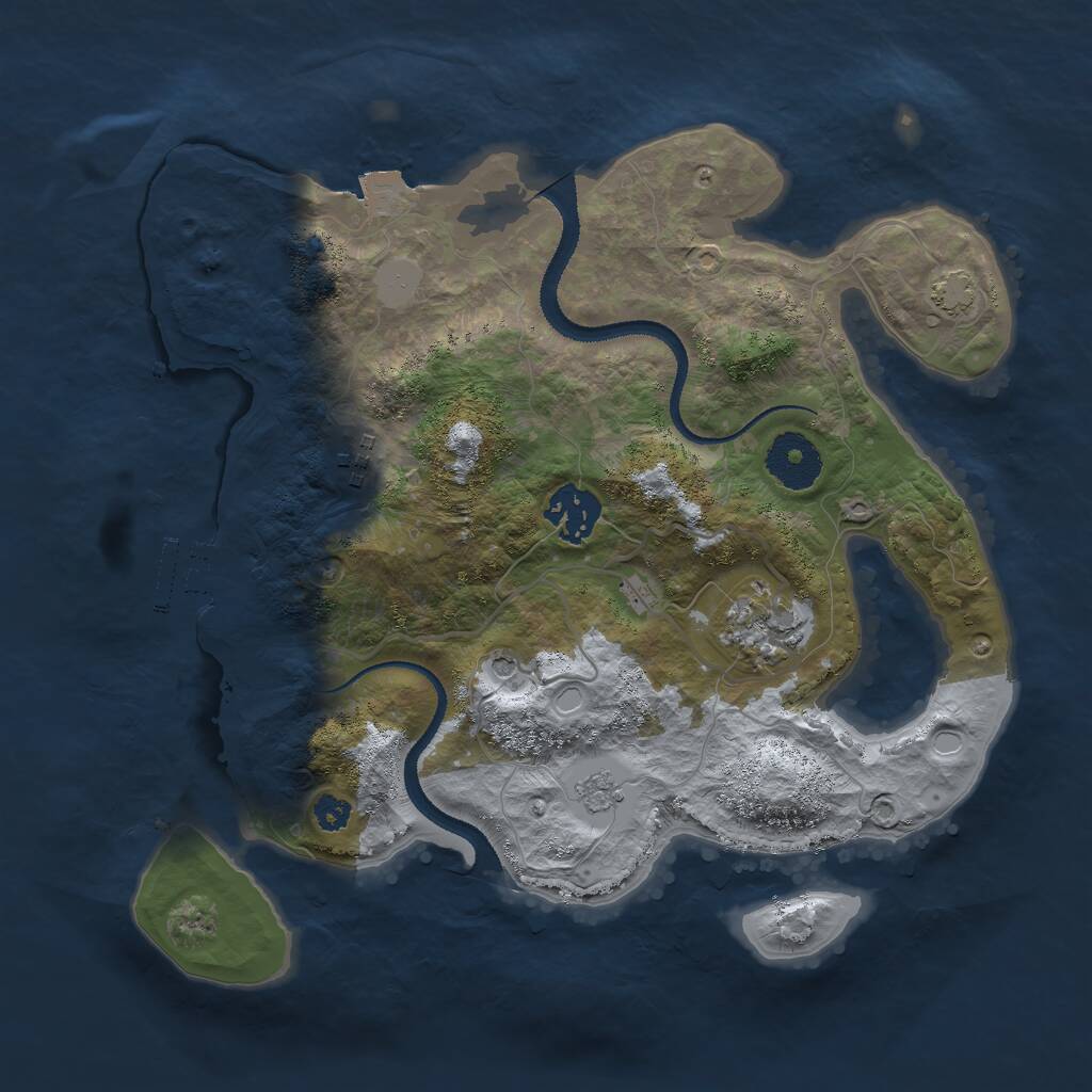 Rust Map: Procedural Map, Size: 3000, Seed: 624532, 8 Monuments