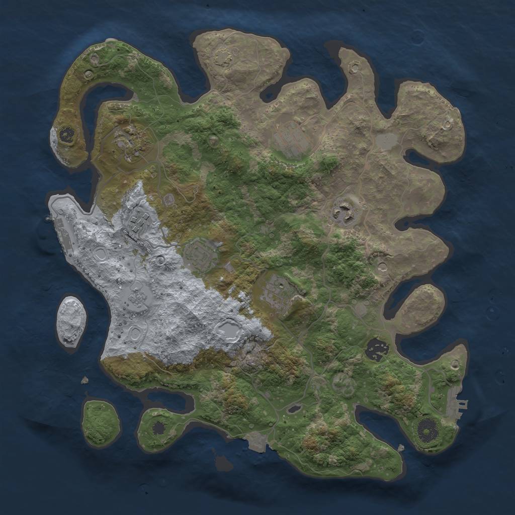 Rust Map: Procedural Map, Size: 3450, Seed: 1250617812, 15 Monuments