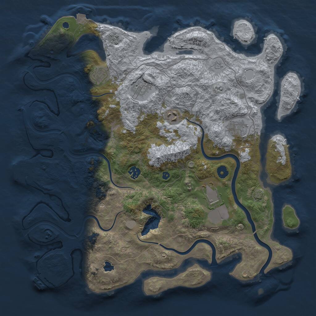 Rust Map: Procedural Map, Size: 4000, Seed: 7272454, 13 Monuments