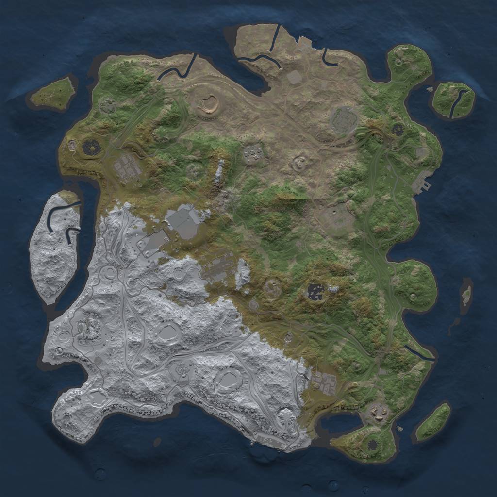 Rust Map: Procedural Map, Size: 4250, Seed: 575290079, 19 Monuments