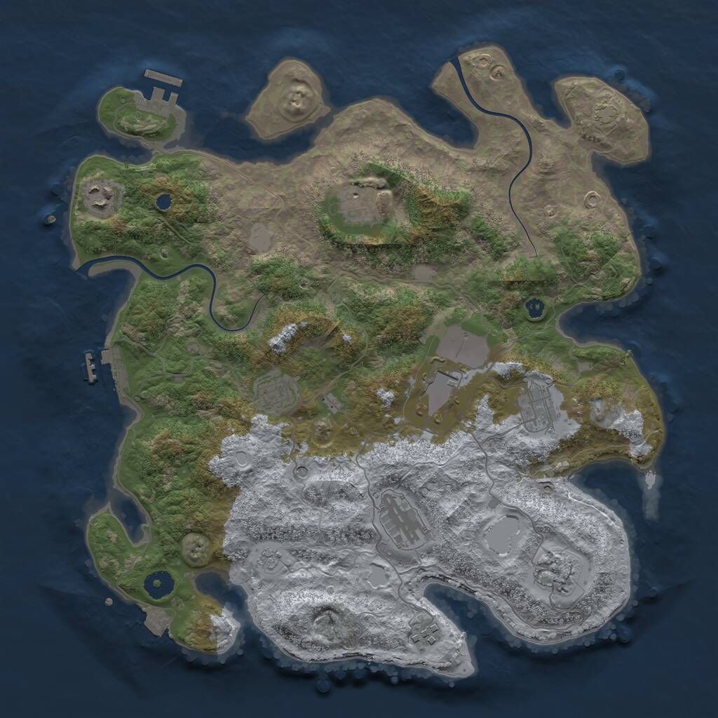 Rust Map: Procedural Map, Size: 3800, Seed: 1442570752, 14 Monuments