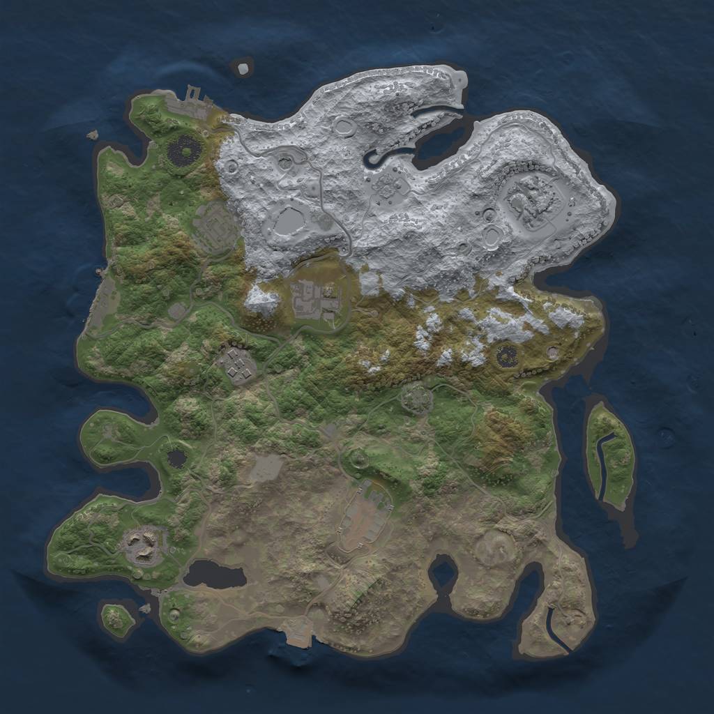 Rust Map: Procedural Map, Size: 3300, Seed: 1258169990, 14 Monuments