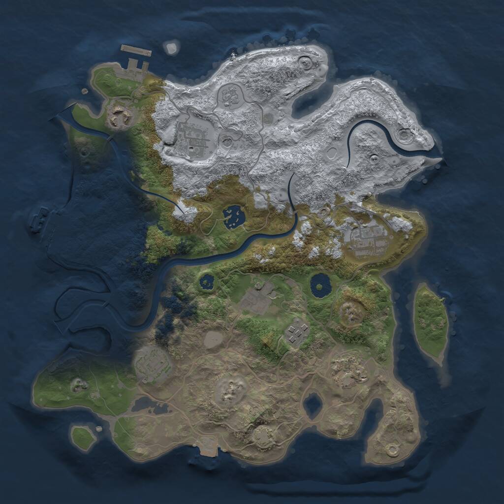 Rust Map: Procedural Map, Size: 3300, Seed: 1258169990, 14 Monuments