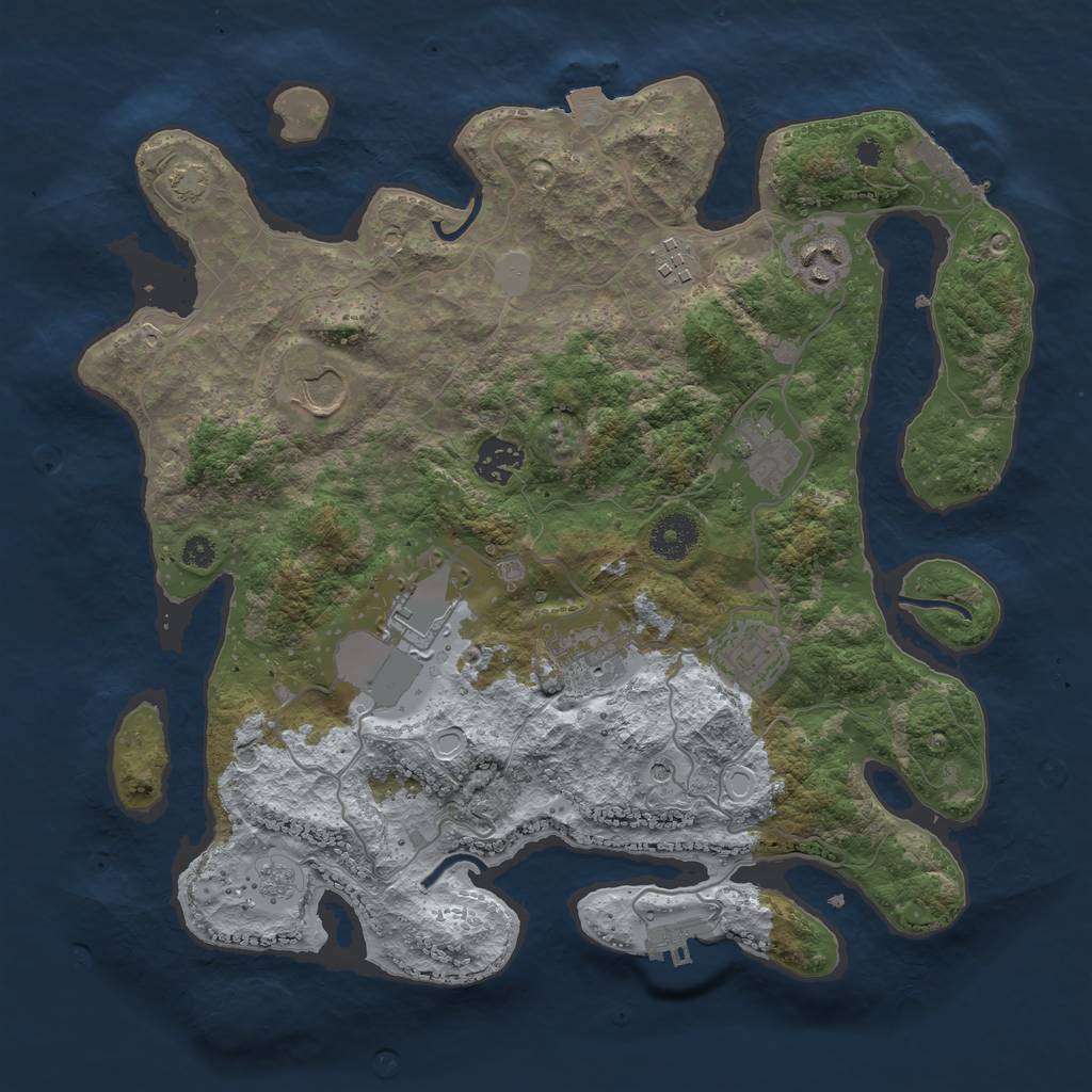 Rust Map: Procedural Map, Size: 3500, Seed: 34252345, 16 Monuments