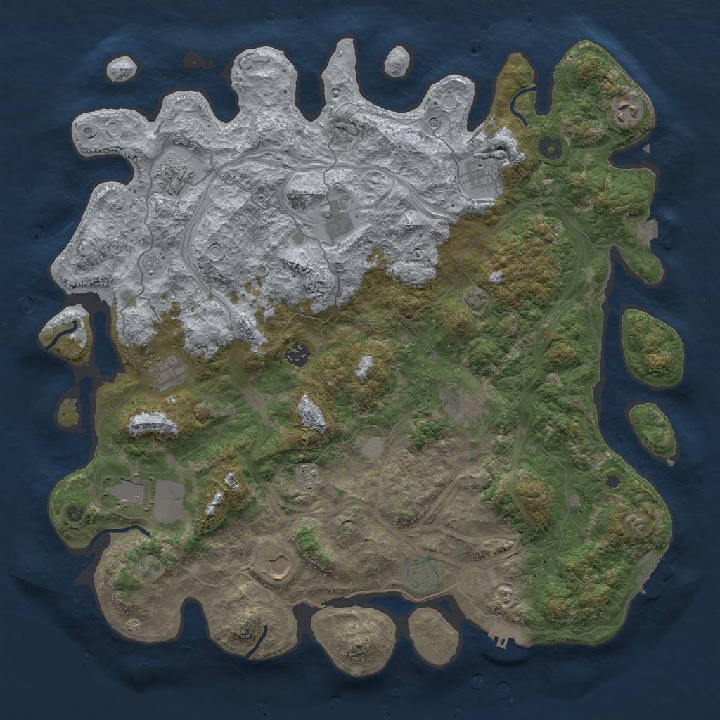 Rust Map: Procedural Map, Size: 4500, Seed: 1601827267, 19 Monuments