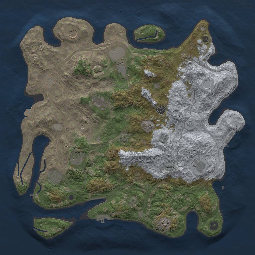 Rust Map: Procedural Map, Size: 4250, Seed: 838449792, 19 Monuments