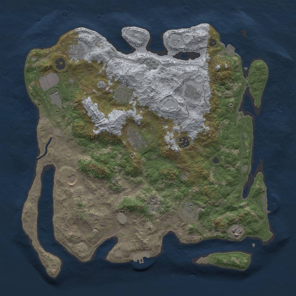 Rust Map: Procedural Map, Size: 4000, Seed: 1493649523, 18 Monuments