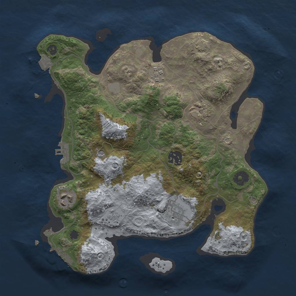 Rust Map: Procedural Map, Size: 3000, Seed: 929881596, 13 Monuments
