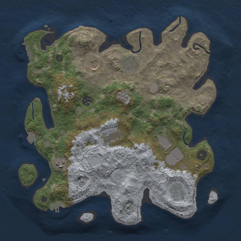 Rust Map: Procedural Map, Size: 3500, Seed: 1446605950, 16 Monuments