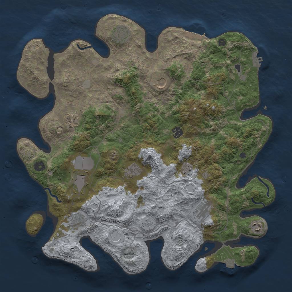 Rust Map: Procedural Map, Size: 4000, Seed: 830056478, 18 Monuments