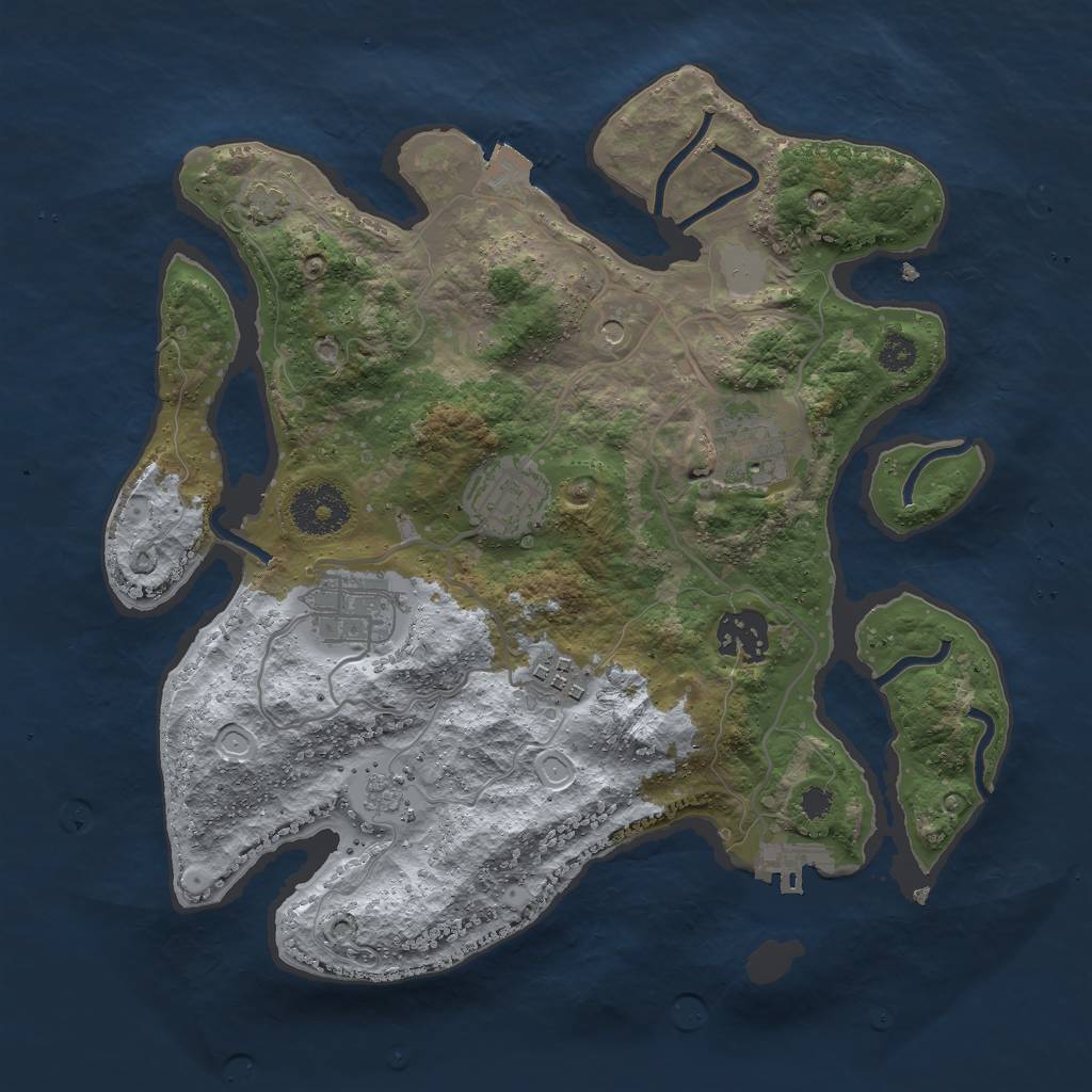 Rust Map: Procedural Map, Size: 3000, Seed: 28678597, 12 Monuments