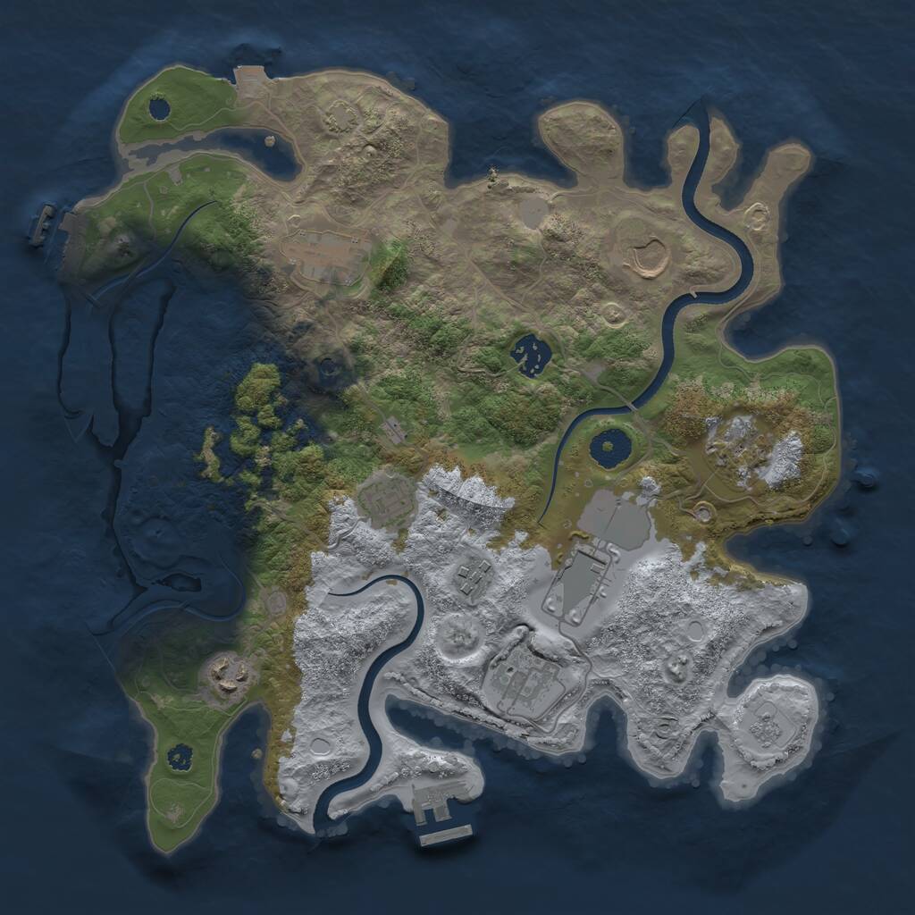 Rust Map: Procedural Map, Size: 3500, Seed: 922597101, 15 Monuments