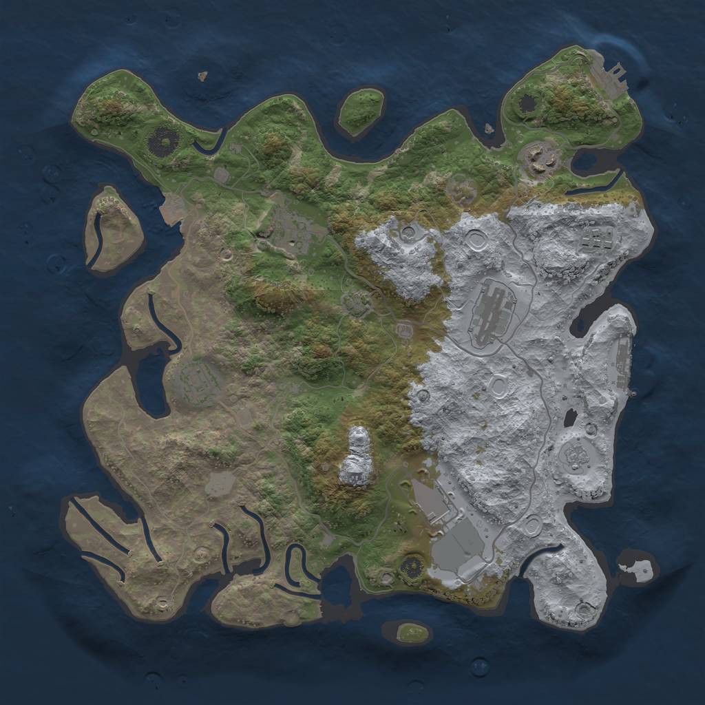 Rust Map: Procedural Map, Size: 3500, Seed: 975947482, 14 Monuments