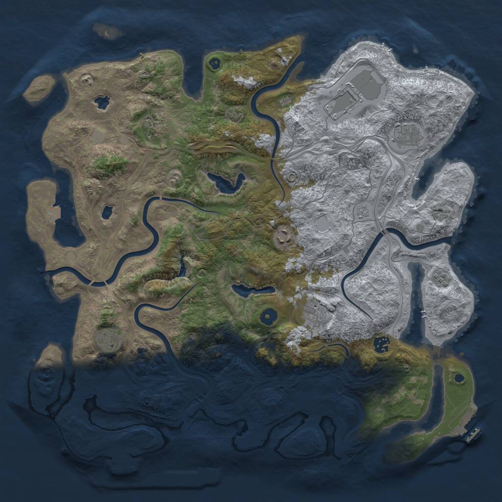 Rust Map: Procedural Map, Size: 4500, Seed: 54615415, 14 Monuments