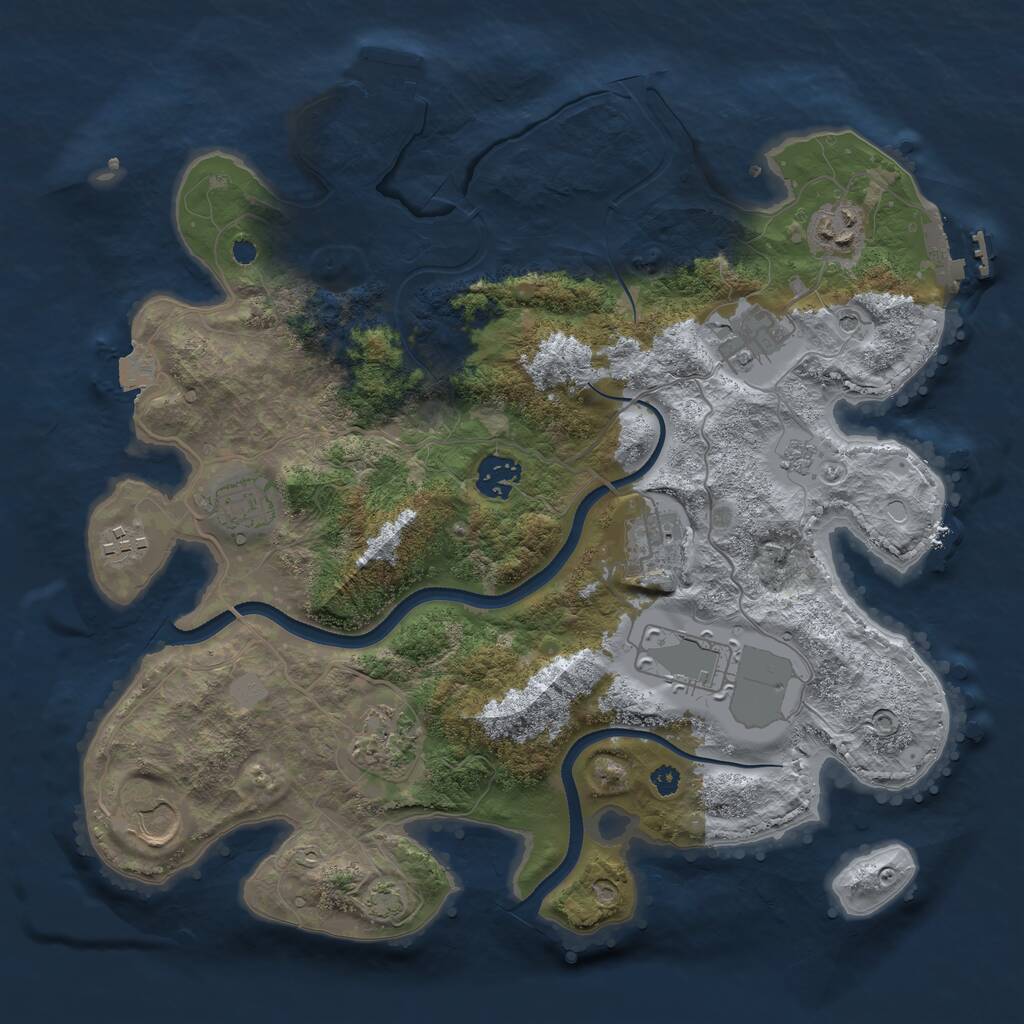 Rust Map: Procedural Map, Size: 3500, Seed: 834394729, 15 Monuments