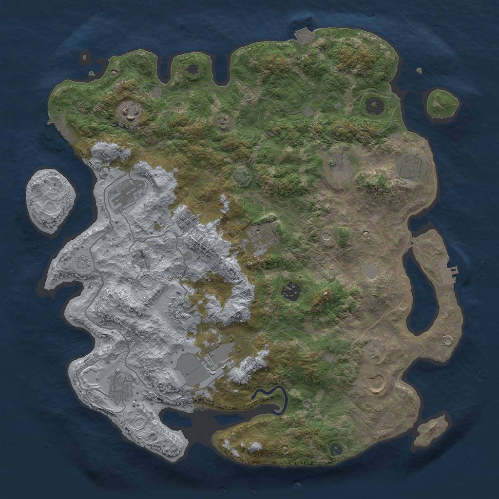Rust Map: Procedural Map, Size: 4000, Seed: 1908814270, 19 Monuments