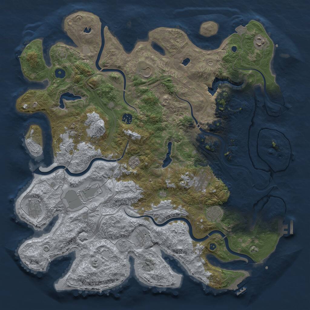Rust Map: Procedural Map, Size: 4500, Seed: 246154415, 16 Monuments