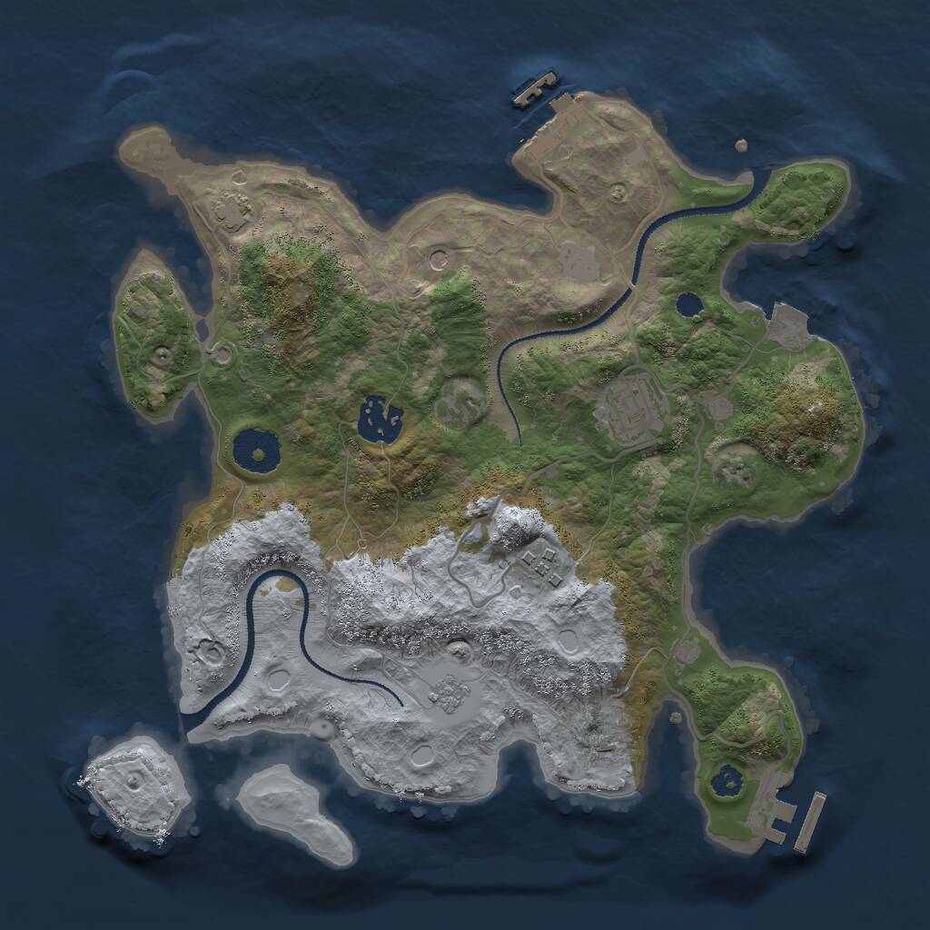 Rust Map: Procedural Map, Size: 3000, Seed: 1480572364, 9 Monuments