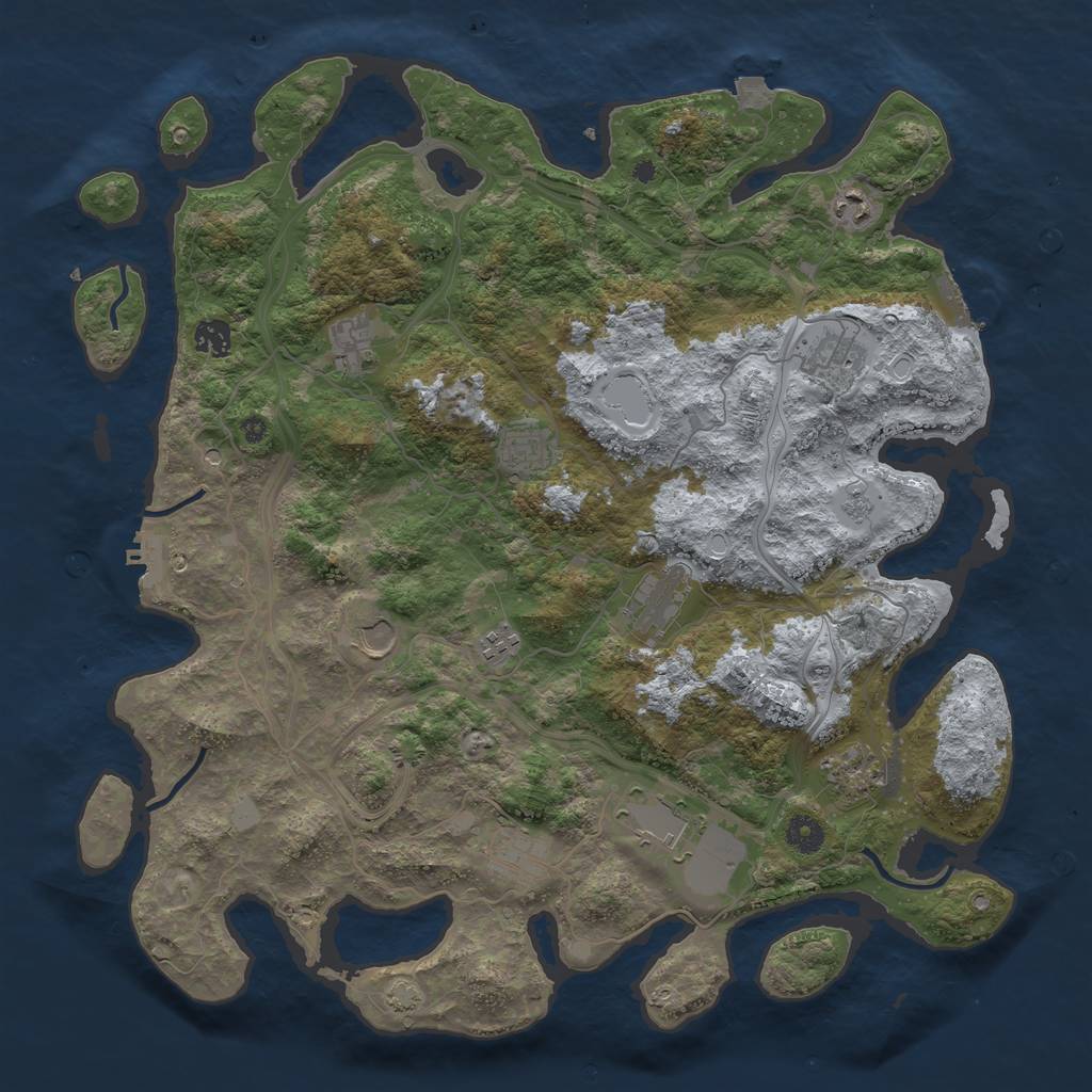 Rust Map: Procedural Map, Size: 4250, Seed: 1144811741, 19 Monuments