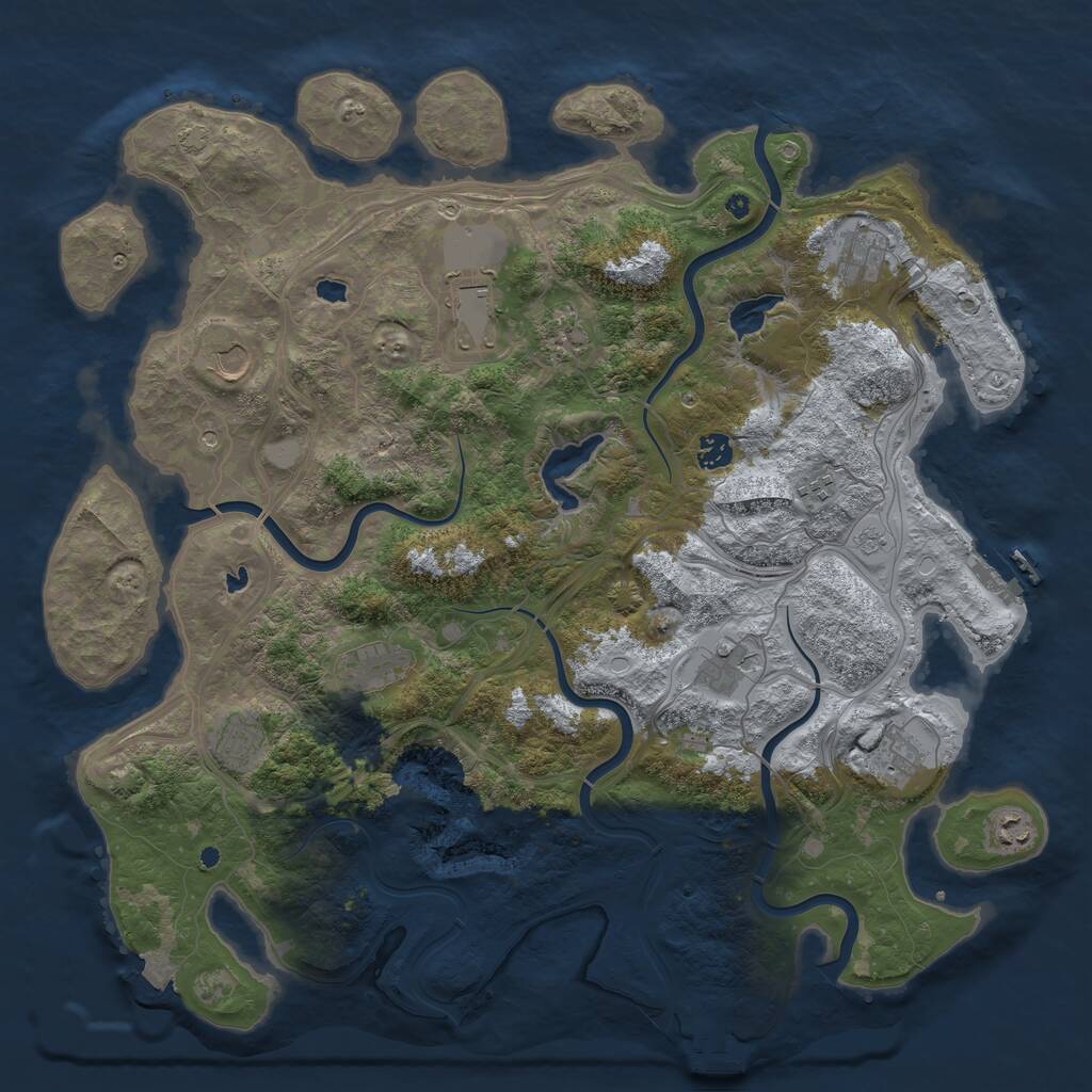 Rust Map: Procedural Map, Size: 4500, Seed: 517686556, 17 Monuments
