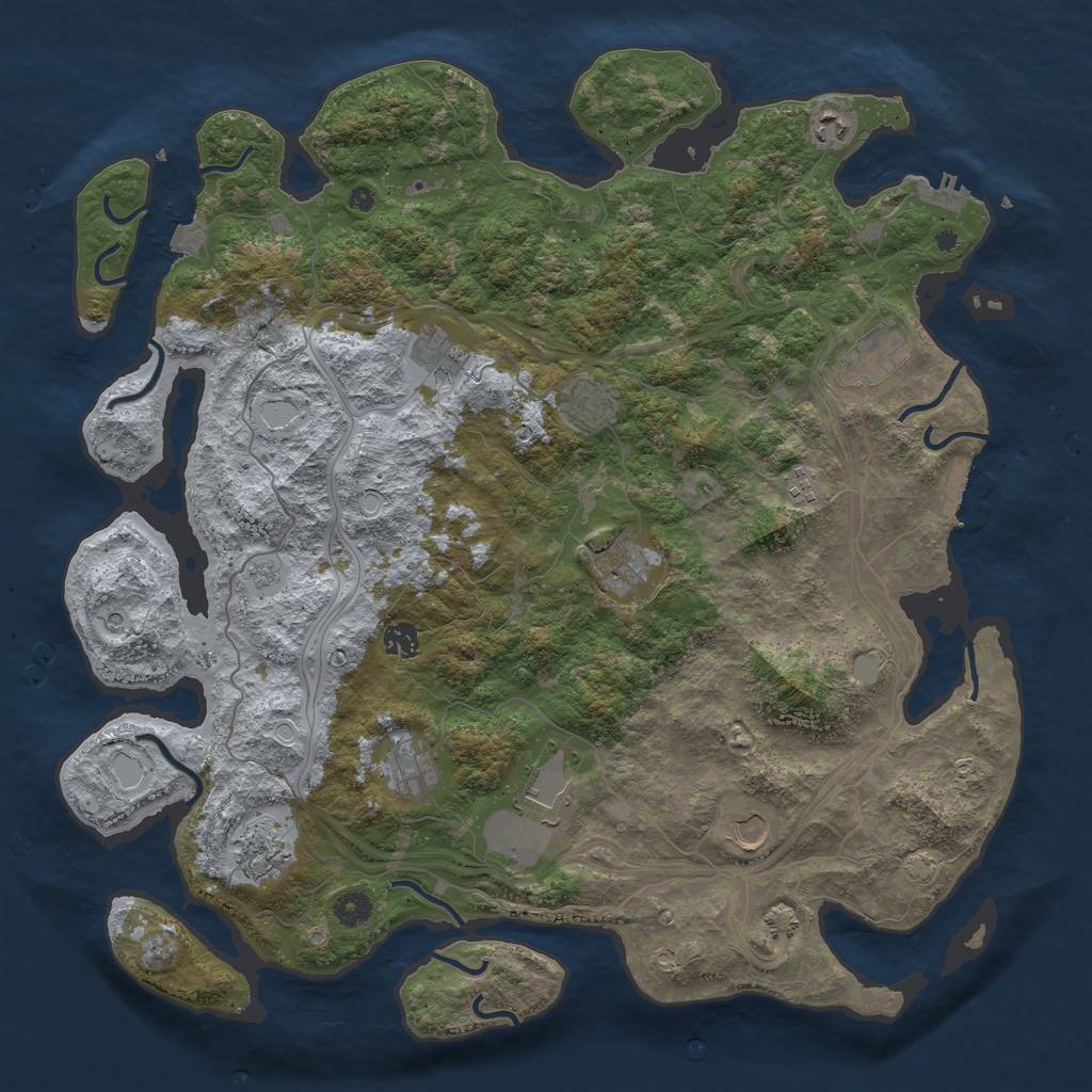 Rust Map: Procedural Map, Size: 4500, Seed: 939522230, 19 Monuments