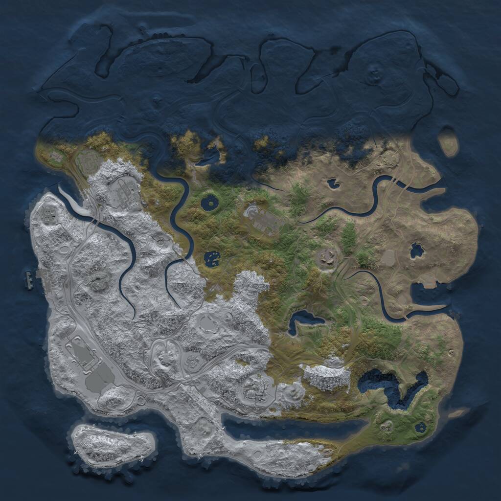 Rust Map: Procedural Map, Size: 4500, Seed: 1959857324, 14 Monuments
